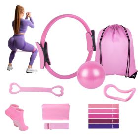 14Pcs Pilates Ring Essentials Kit For Women with Yoga Ball Arm Stretcher 5 Resistant Bands Figure 8 Resistant Band Elastic Band Non-slip Socks Yo